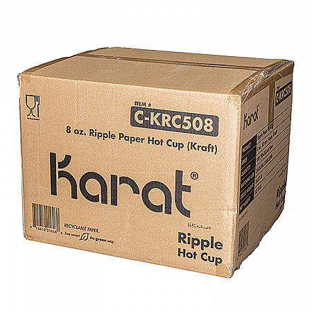 Ripple Hot Cups, 8 oz, Paper, Kraft/White, 500/Carton (CKRC508)