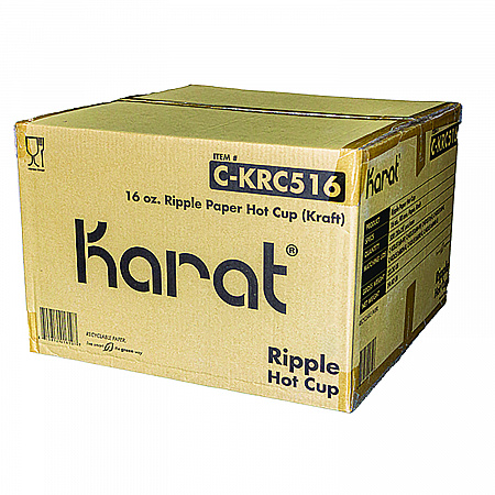 Ripple Hot Cups, 16 oz, Paper, Kraft/White, 500/Carton (CKRC516)