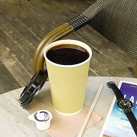 Ripple Hot Cups, 16 oz, Paper, Kraft/White, 500/Carton (CKRC516)