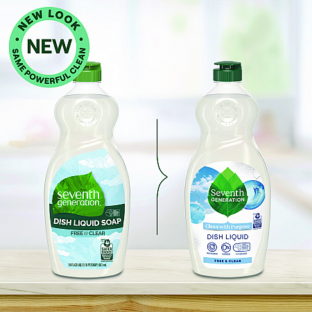 Natural Dishwashing Liquid, Free and Clear, 19 oz Bottle (44986EA)