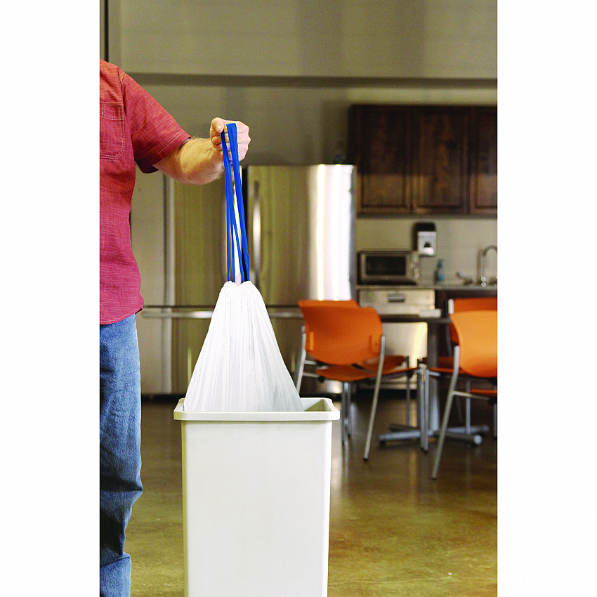 Drawstring Trash Bags, Drawstring, 13 gal, 24" x 28", White, 40 Bags/Roll, 2 Rolls/Box (N4828EWRC1)