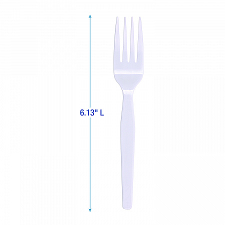 Mediumweight Polystyrene Cutlery, Fork, Plastic, White, 100/Box, 10 Boxes/Carton (FORKMWPSCT)
