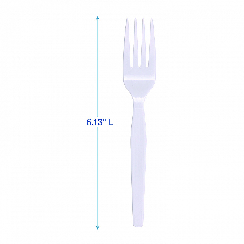 Mediumweight Polystyrene Cutlery, Fork, Plastic, White, 100/Box, 10 Boxes/Carton (FORKMWPSCT)