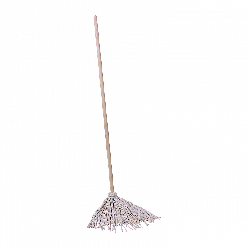 Handle/Deck Mops, #20 White Cotton Head, 54" Natural Wood Handle (120C)
