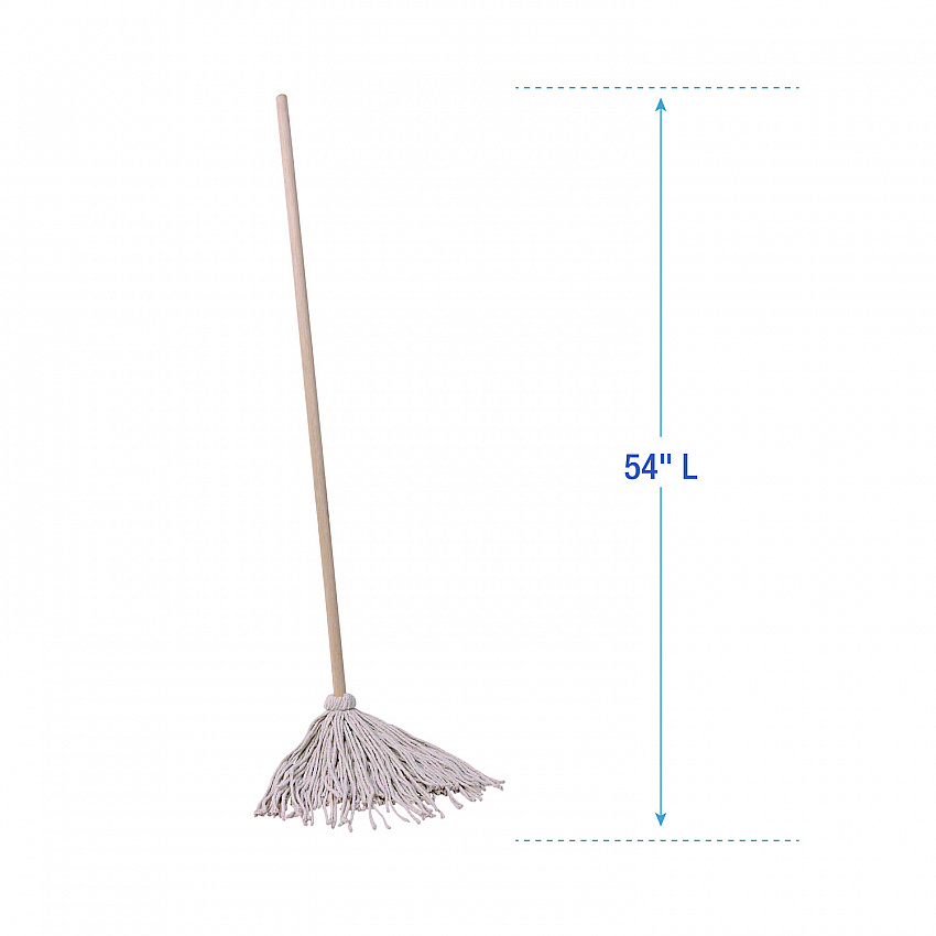 Handle/Deck Mops, #20 White Cotton Head, 54" Natural Wood Handle (120C)