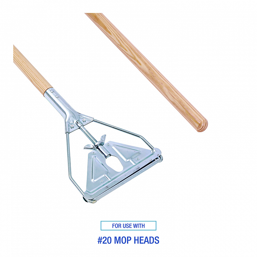 Quick Change Metal Head Mop Handle for No. 20 and Up Heads, 62", Natural (605)