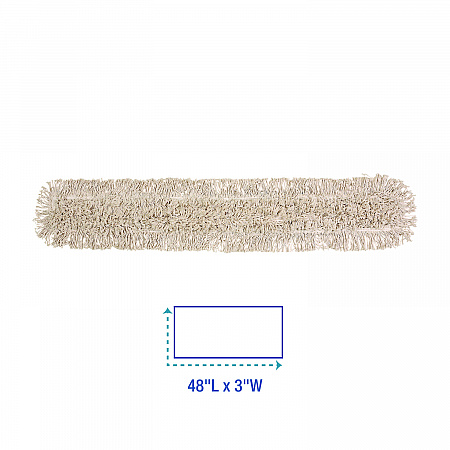 Industrial Dust Mop Head, Cotton, 48 x 3, White (1048)