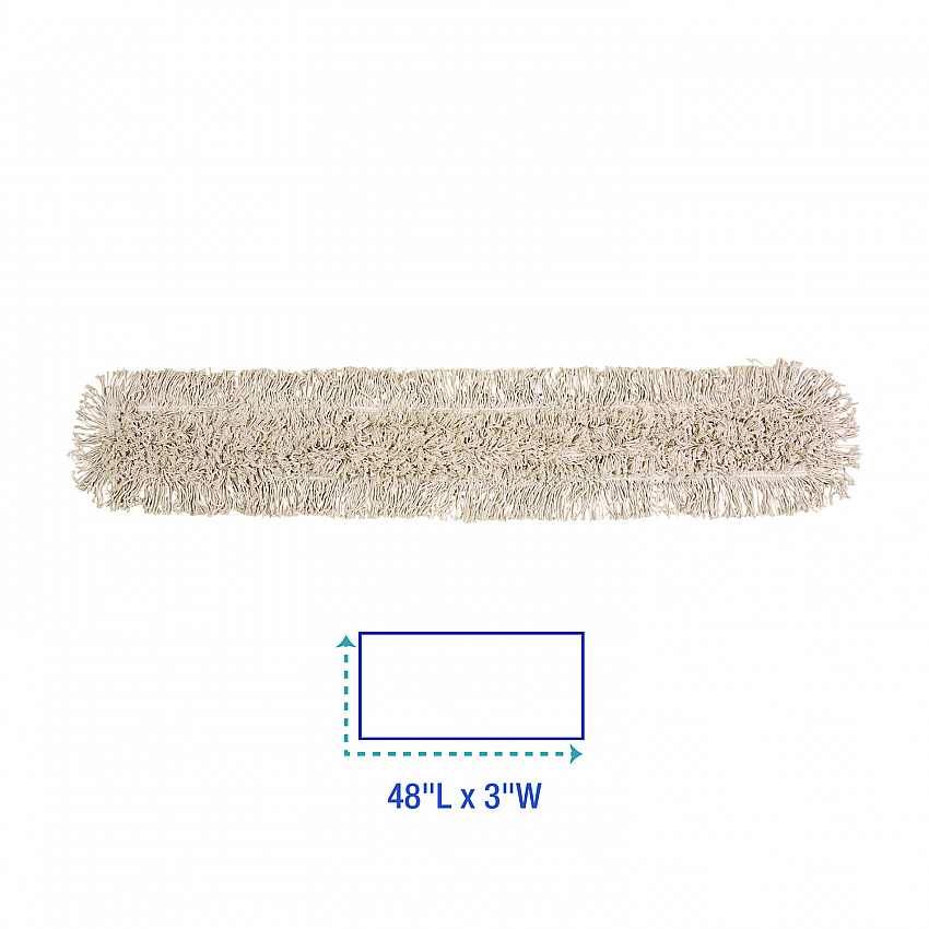 Industrial Dust Mop Head, Cotton, 48 x 3, White (1048)