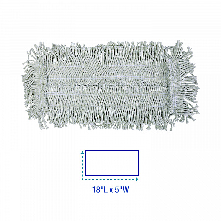 Disposable Dust Mop Head, Cotton, 18w x 5d (1618)