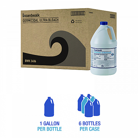 Germicidal Ultra Bleach, 6% Sodium Hypochlorite, 1 gal Bottle, 6/Carton (3406)