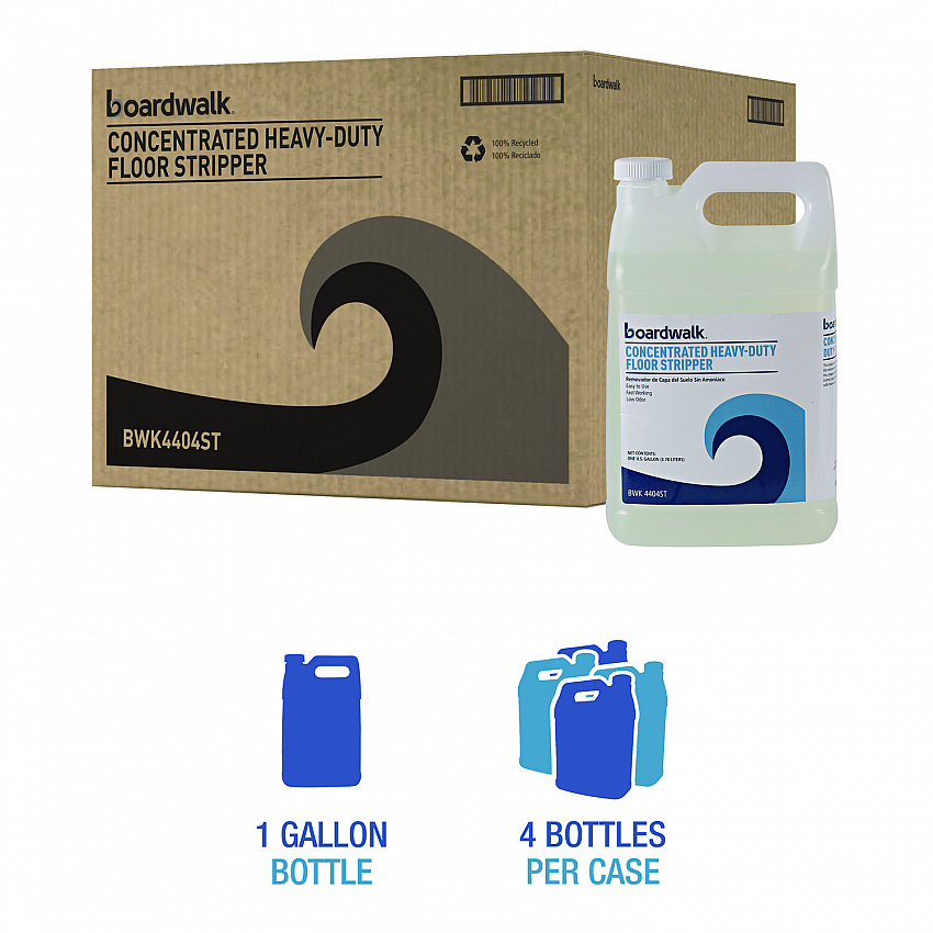 Concentrated Heavy-Duty Floor Stripper, 1 gal Bottle, 4/Carton (4404ST)