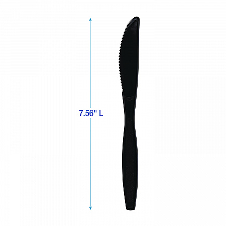 Heavyweight Polypropylene Cutlery, Knife, Plastic, Black, 1,000/Carton (KNIFEHWPPBLA)