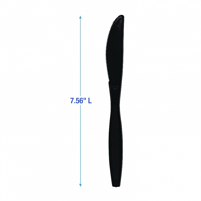 Heavyweight Polypropylene Cutlery, Knife, Plastic, Black, 1,000/Carton (KNIFEHWPPBLA)