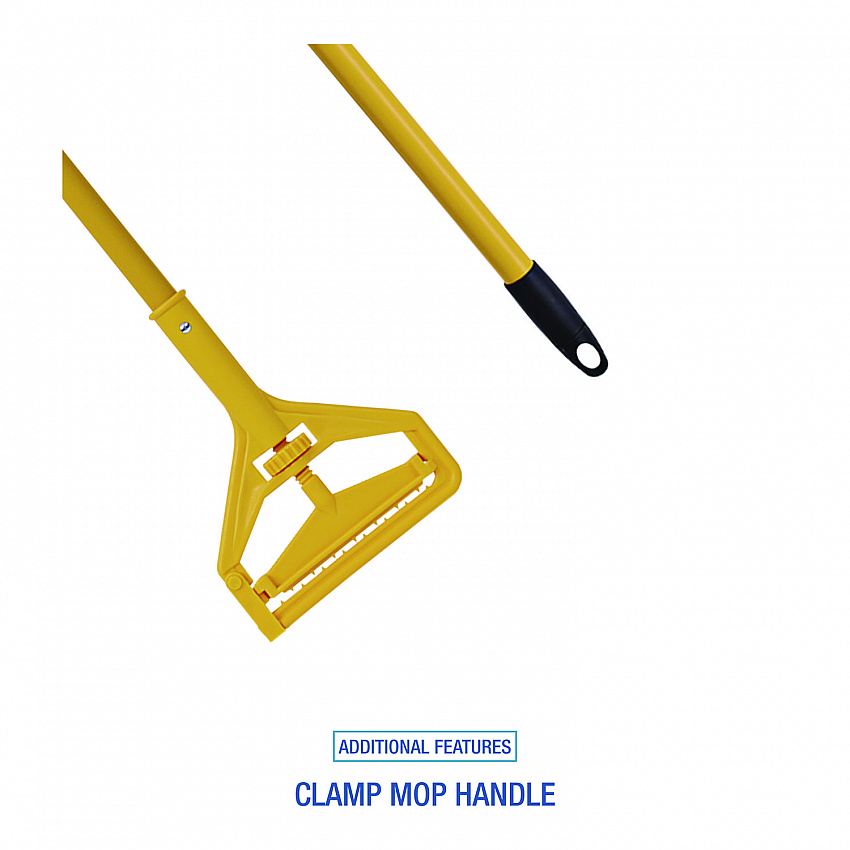 Cotton Cut End Mop Kit, #24 Natural Cotton Head, 60" Yellow Metal/Plastic Handle (5324C)