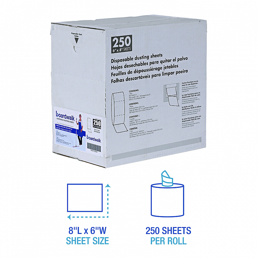 TrapEze Disposable Dusting Sheets, 8" x 125 ft, White, 250 Sheets/Roll (582508)