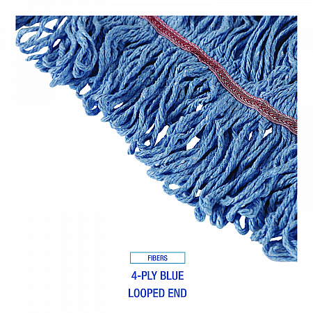 Cotton Mop Heads, Cotton/Synthetic, Large, Looped End, Wideband, Blue, 12/Carton (LM30311L)