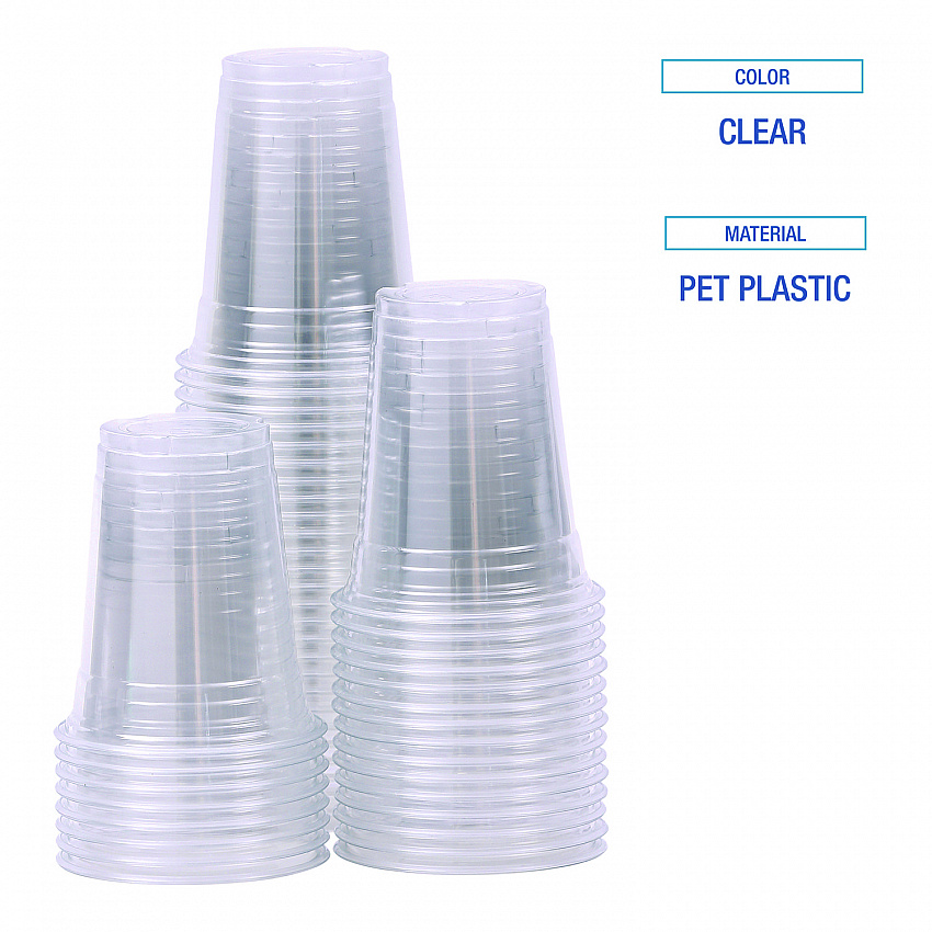 Clear Plastic PET Cups, 12 oz, 50/Sleeve, 20 Sleeves/Carton (PET12)