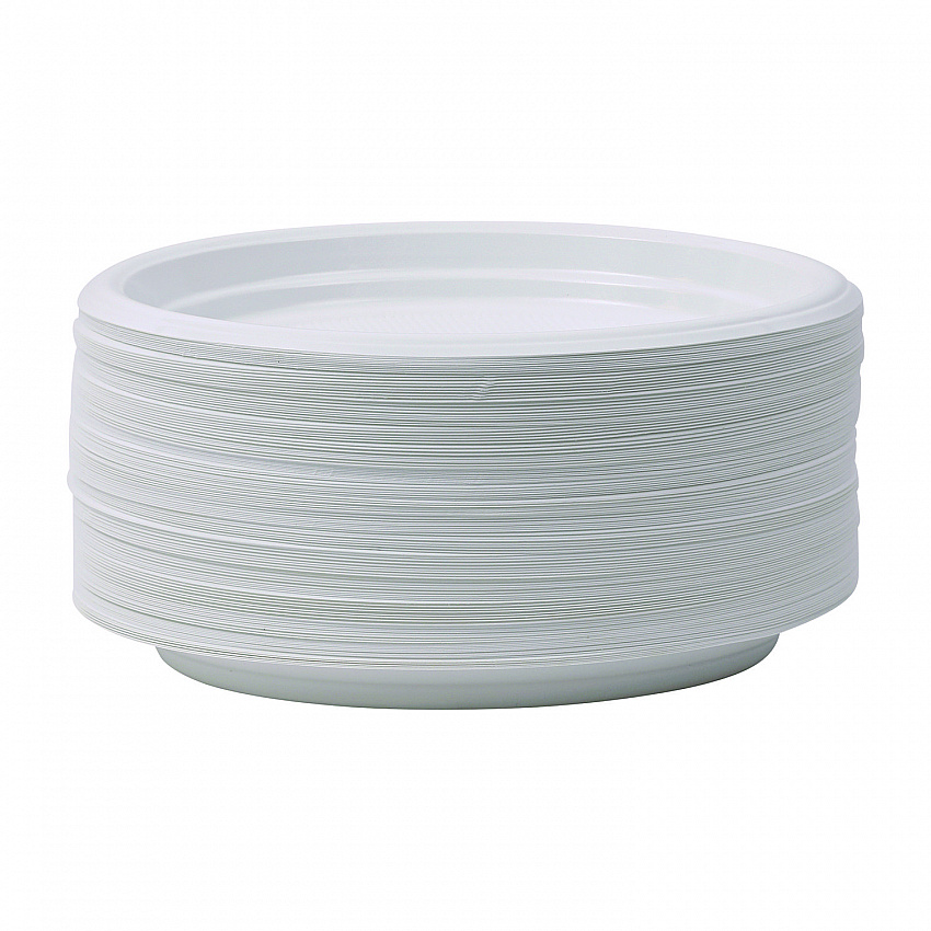 Hi-Impact Plastic Dinnerware, Plate, 9" dia, White, 500/Carton (PLTHIPS9WH)