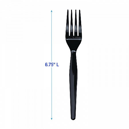 Heavyweight Polystyrene Cutlery, Fork, Plastic, Black, 1,000/Carton (FORKHWBLA)