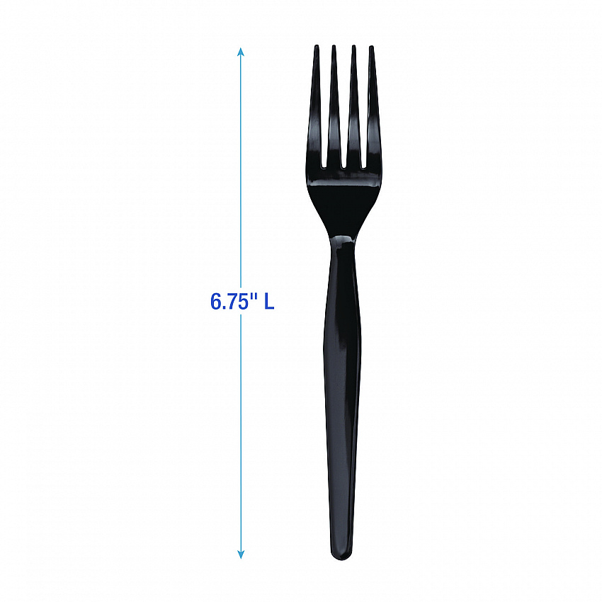 Heavyweight Polystyrene Cutlery, Fork, Plastic, Black, 1,000/Carton (FORKHWBLA)