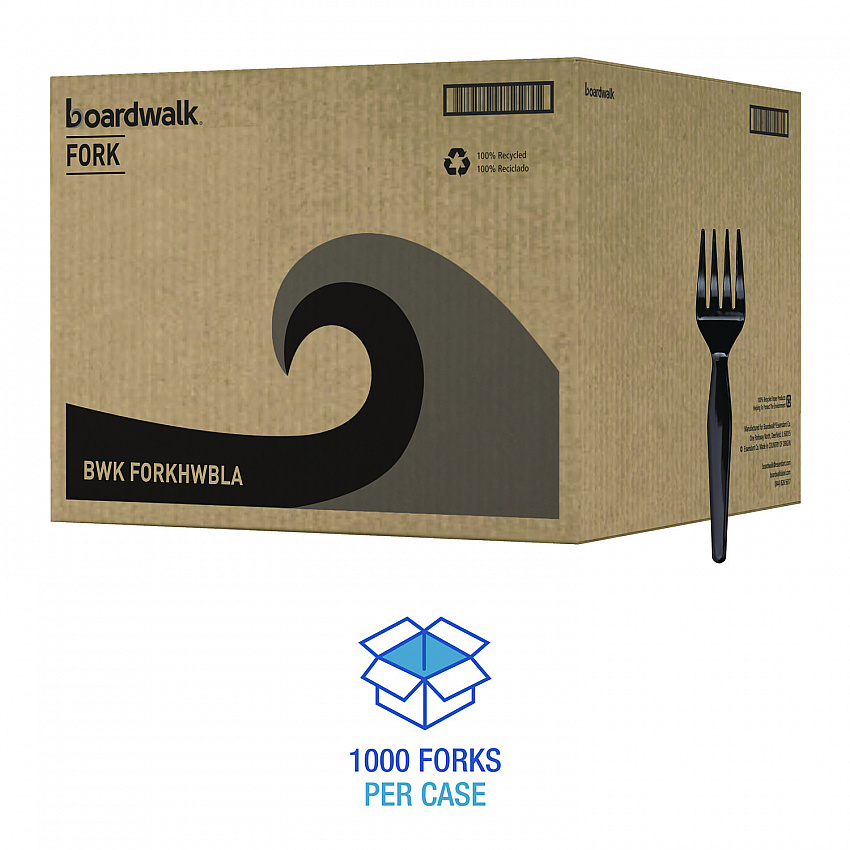Heavyweight Polystyrene Cutlery, Fork, Plastic, Black, 1,000/Carton (FORKHWBLA)
