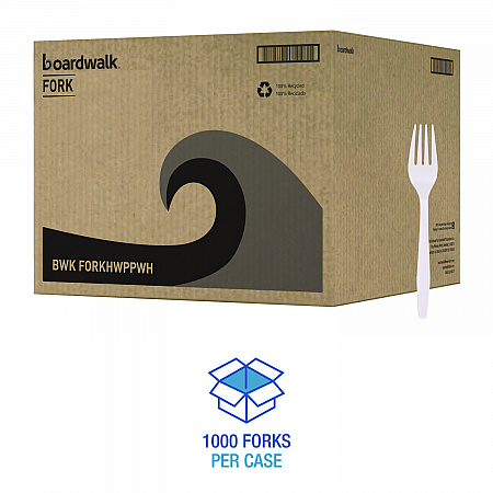 Heavyweight Polypropylene Cutlery, Fork, Plastic, White, 1,000/Carton (FORKHWPPWH)