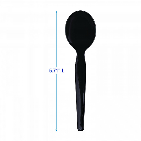 Heavyweight Wrapped Polystyrene Cutlery, Soup Spoon, Plastic, Black, 1,000/Carton (SSHWPSBIW)