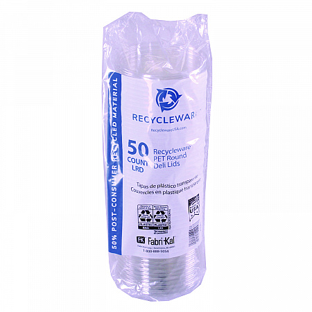 Recycleware Round Deli Container Lids, Flat Plug Fit, Clear, Plastic, 500/Carton (LRD)