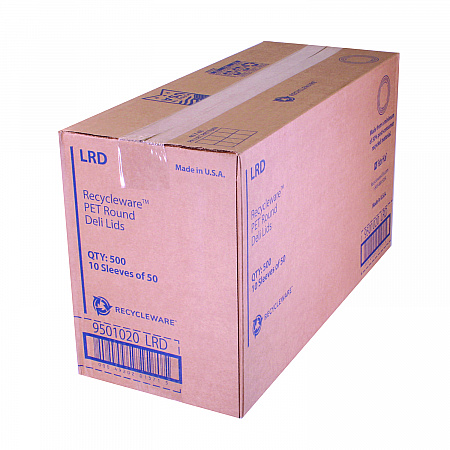 Recycleware Round Deli Container Lids, Flat Plug Fit, Clear, Plastic, 500/Carton (LRD)
