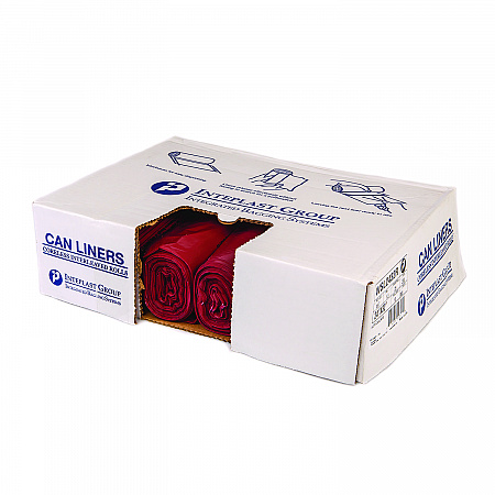 Institutional Low-Density Can Liners, Infectious Waste Biohazard, 10 gal, 1.3 mil, 24 x 23, Red, Interleaved, 25/RL, 10 RL/CT (SL2423R)