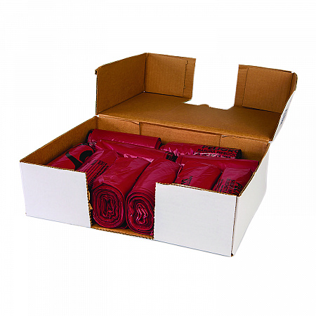 Institutional Low-Density Can Liners, Infectious Waste Biohazard, 10 gal, 1.3 mil, 24 x 23, Red, Interleaved, 25/RL, 10 RL/CT (SL2423R)