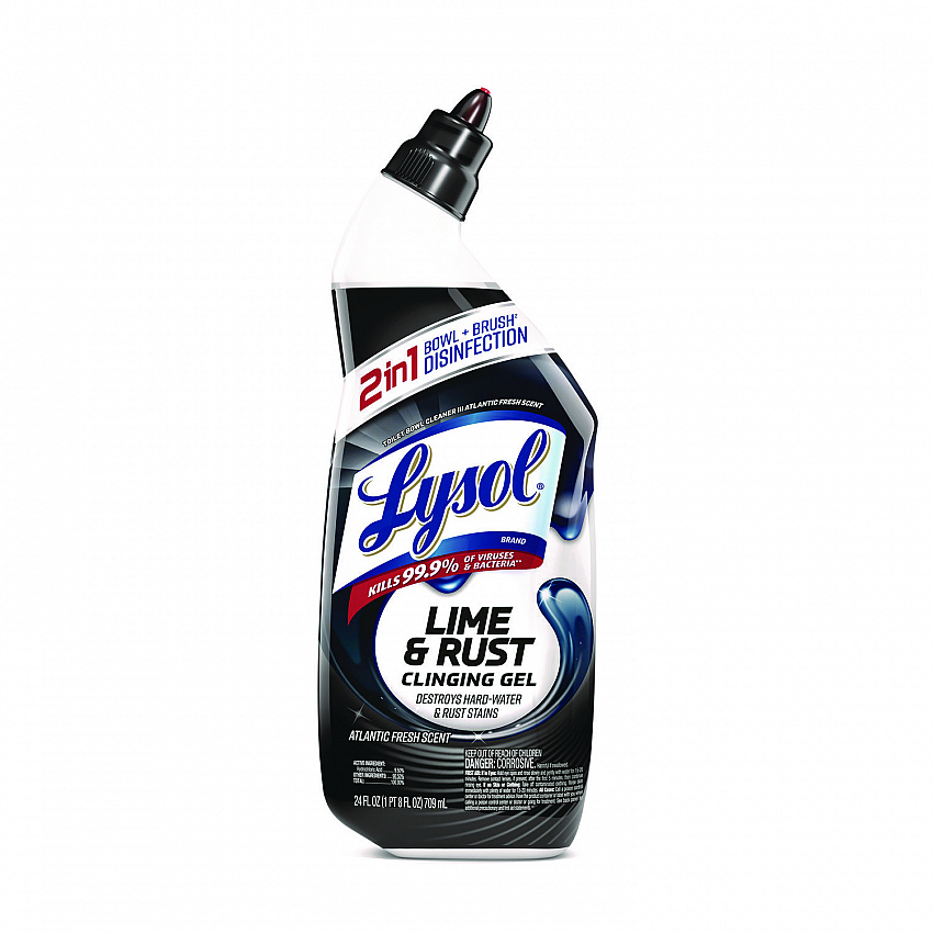 Disinfectant Toilet Bowl Cleaner w/Lime/Rust Remover, Atlantic Fresh Scent, 24 oz Angle-Neck Bottle, 9/Carton (98013)