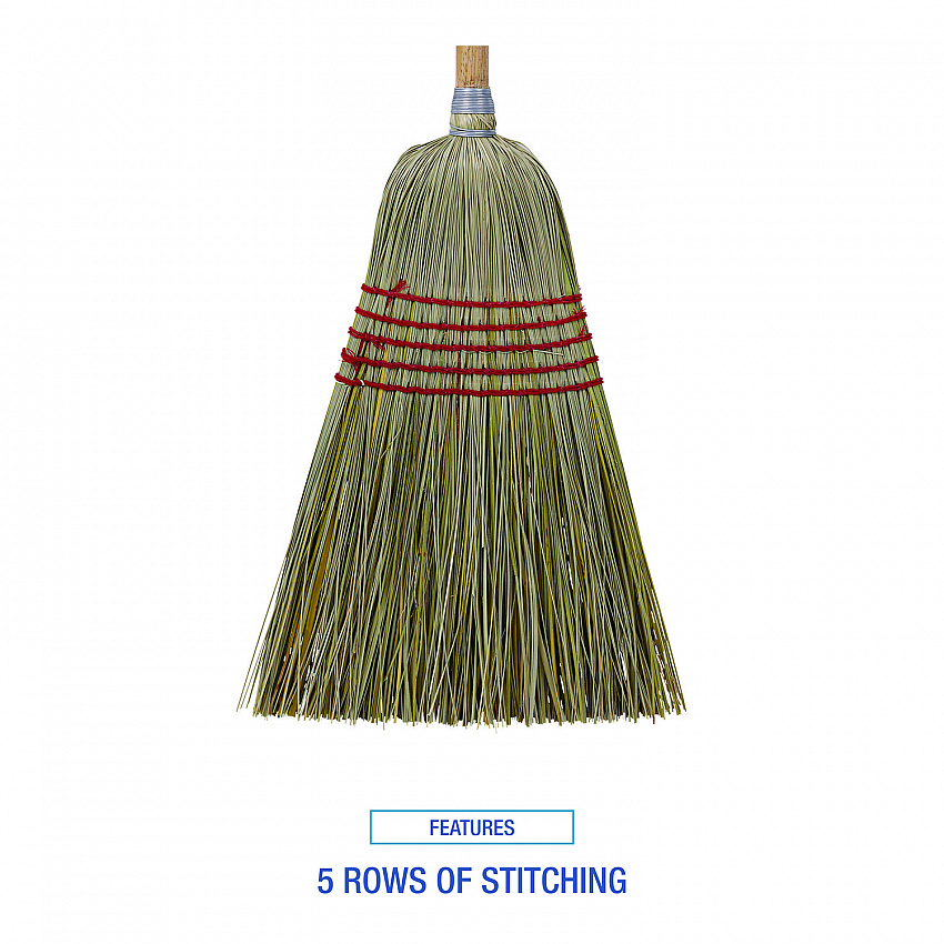 Corn/Fiber Brooms, Corn/Yucca Bristles, 53.5" Overall Length, Natural, 6/Carton (BR10004)