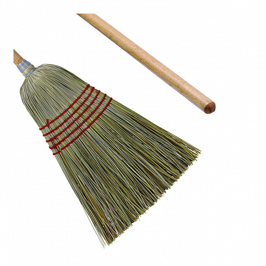 Corn/Fiber Brooms, Corn/Yucca Bristles, 53.5" Overall Length, Natural, 6/Carton (BR10004)
