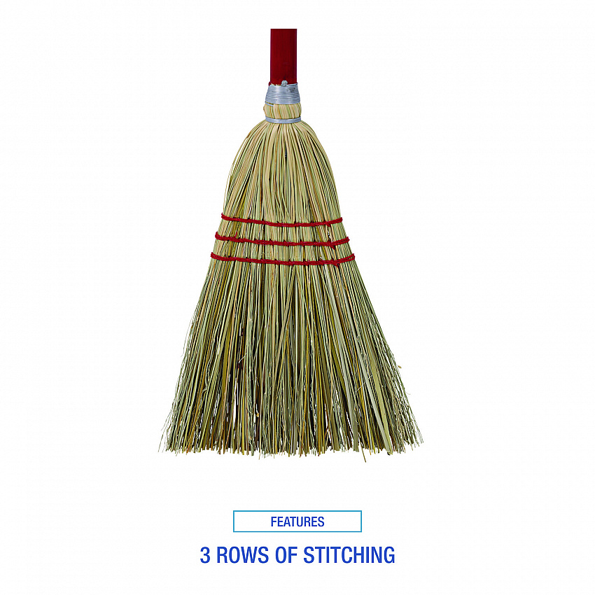 Corn/Fiber Brooms, Corn/Synthetic Fiber Bristles, 36" Overall Length, Gray/Natural, 12/Carton (BR10016)