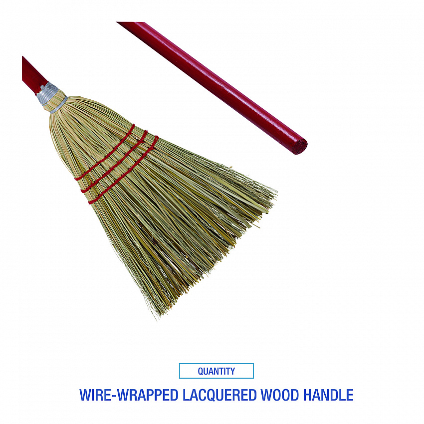 Corn/Fiber Brooms, Corn/Synthetic Fiber Bristles, 36" Overall Length, Gray/Natural, 12/Carton (BR10016)