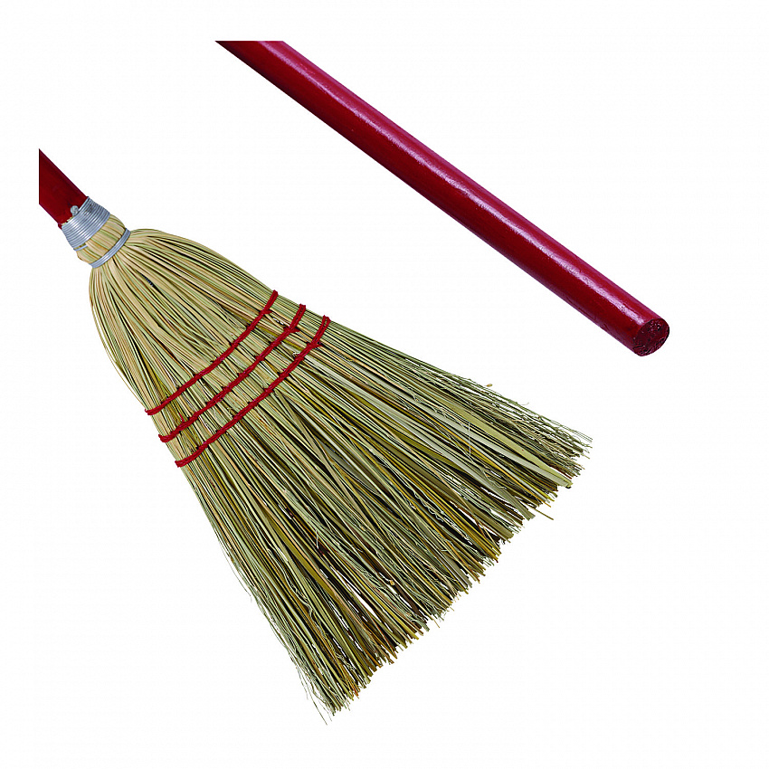 Corn/Fiber Brooms, Corn/Synthetic Fiber Bristles, 36" Overall Length, Gray/Natural, 12/Carton (BR10016)