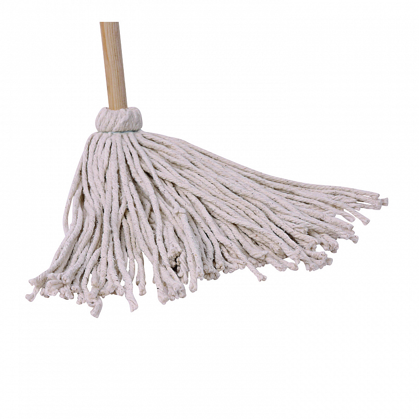 Cotton Deck Mop, #16 White Cotton Head, 50" Wood Handle, 12/Carton (CD50016S)