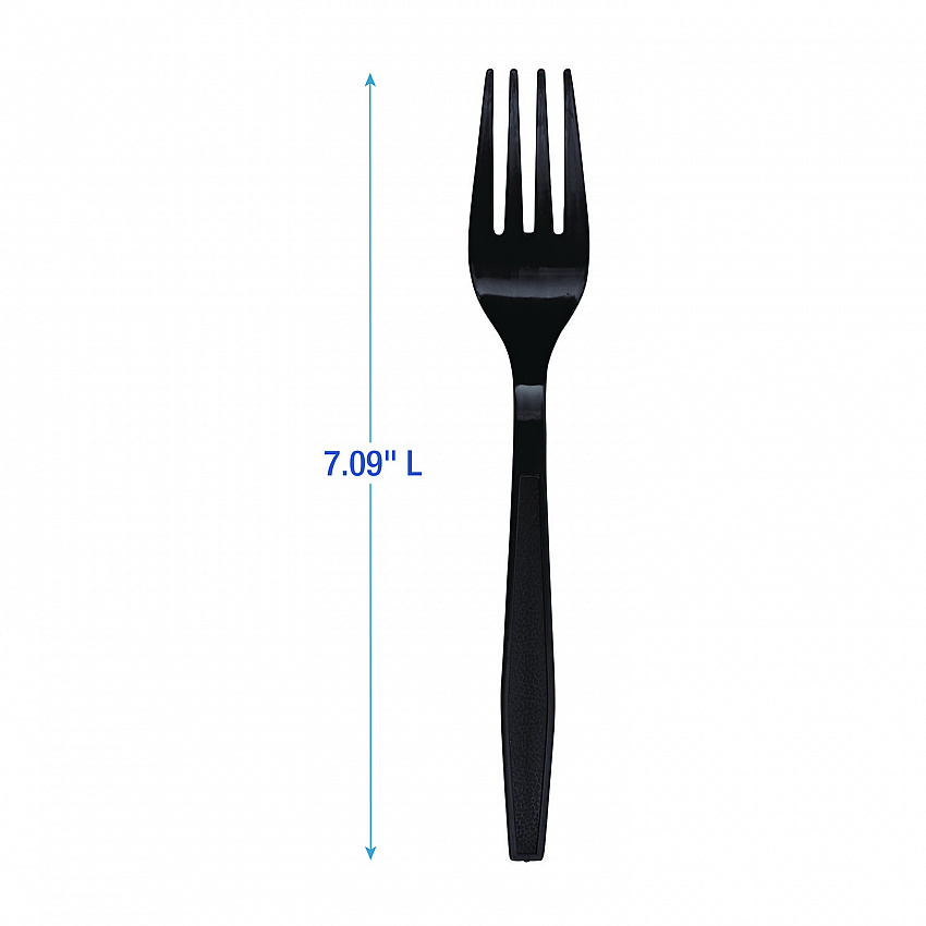 Heavyweight Polypropylene Cutlery, Fork, Plastic, Black, 1,000/Carton (FORKHWPPBLA)