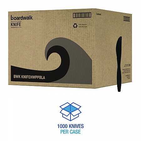 Heavyweight Polypropylene Cutlery, Knife, Plastic, Black, 1,000/Carton (KNIFEHWPPBLA)