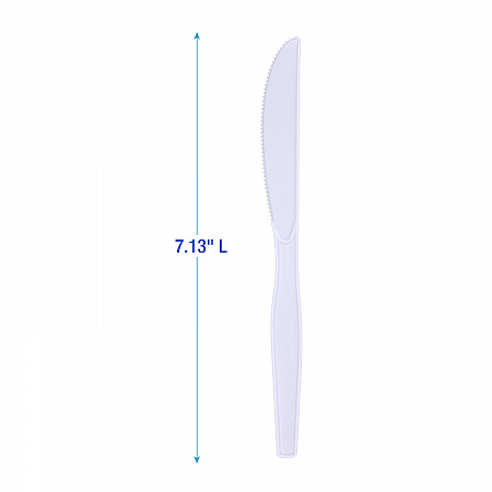 Mediumweight Polystyrene Cutlery, Knife, Plastic, White, 100/Box, 10 Boxes/Carton (KNIFEMWPSCT)