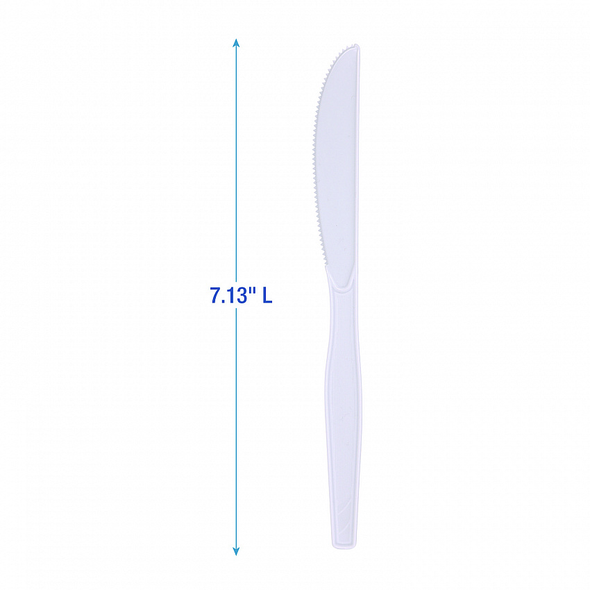 Mediumweight Polystyrene Cutlery, Knife, Plastic, White, 100/Box, 10 Boxes/Carton (KNIFEMWPSCT)