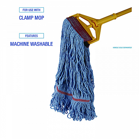 Cotton Mop Heads, Cotton/Synthetic, Large, Looped End, Wideband, Blue, 12/Carton (LM30311L)