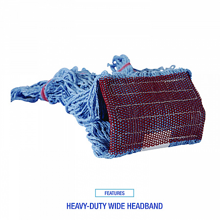 Cotton Mop Heads, Cotton/Synthetic, Large, Looped End, Wideband, Blue, 12/Carton (LM30311L)