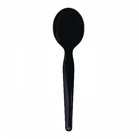 Heavyweight Wrapped Polystyrene Cutlery, Soup Spoon, Plastic, Black, 1,000/Carton (SSHWPSBIW)