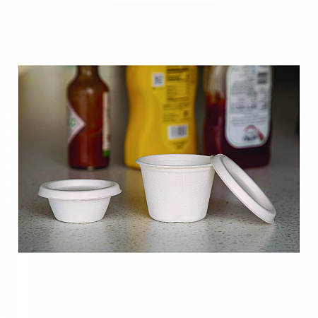 Vanguard Sugarcane Portion Cup Lid, Fits 4 oz Portion Cups, White, 1,800/Carton (EPSPCLID4NFA)