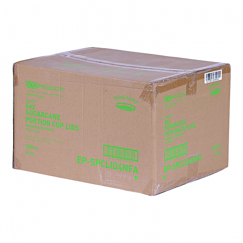 Vanguard Sugarcane Portion Cup Lid, Fits 4 oz Portion Cups, White, 1,800/Carton (EPSPCLID4NFA)