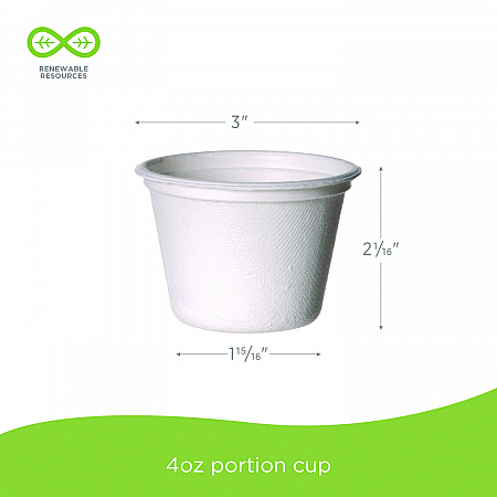 Vanguard Renewable and Compostable Sugarcane Portion Cups, 4 oz, White, 1,000/Carton (EPSPC4NFA)