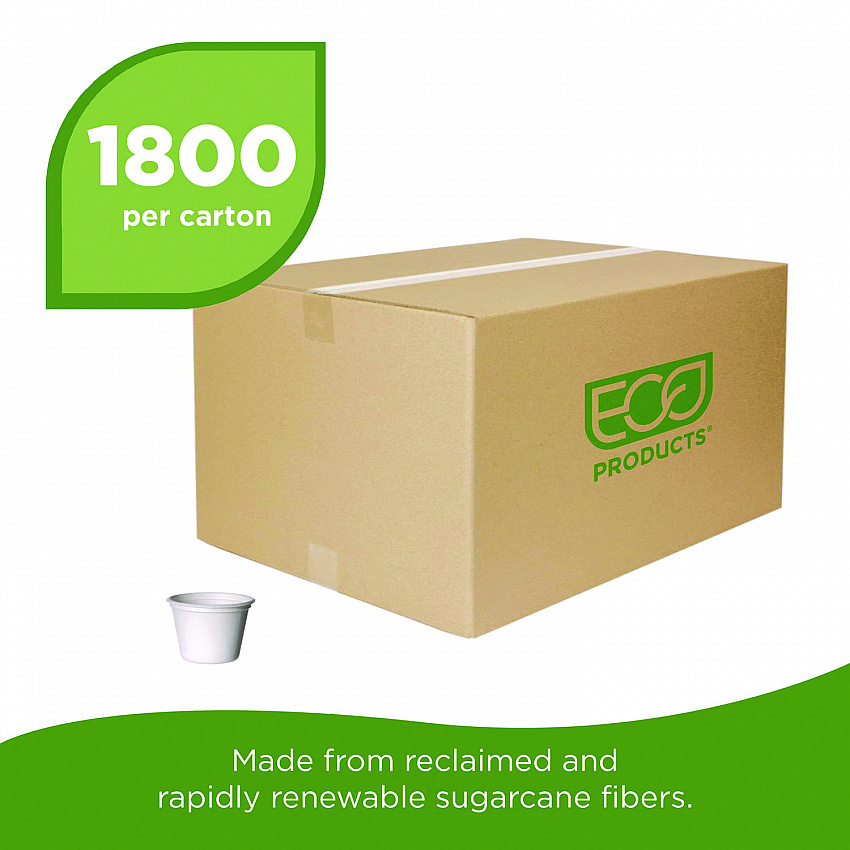 Vanguard Renewable and Compostable Sugarcane Portion Cups, 4 oz, White, 1,000/Carton (EPSPC4NFA)