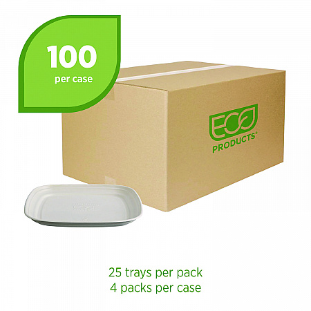 Regalia Renewable Sugarcane Tray, 9.06 x 14.37, White, Sugarcane, 100/Carton (EPSCTRS14NFA)